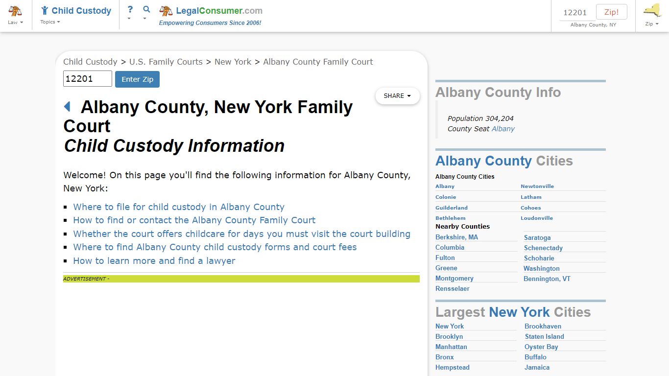 Albany County Family Court -- Child Custody Info